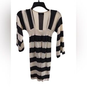 Express, XS, Black and Beige Stripes, Knit Tunic/Dress